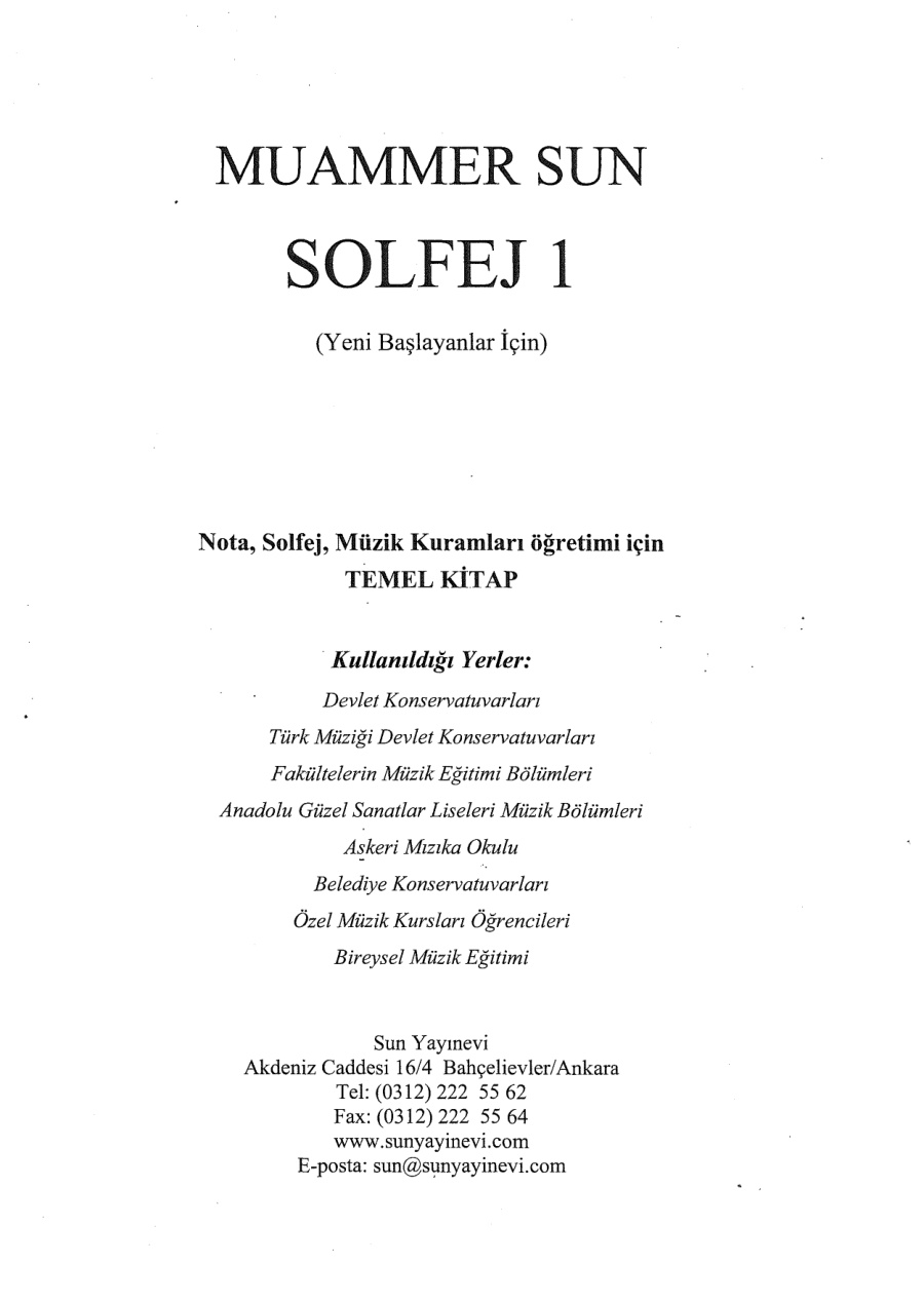 SOLFEJ 1 PDF – Muammer Sun
