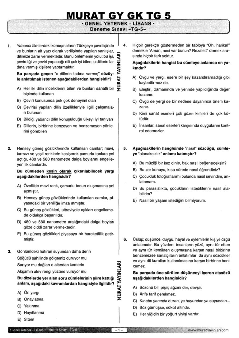 MURAT GY GK TG 5 Kitap Kapağı
