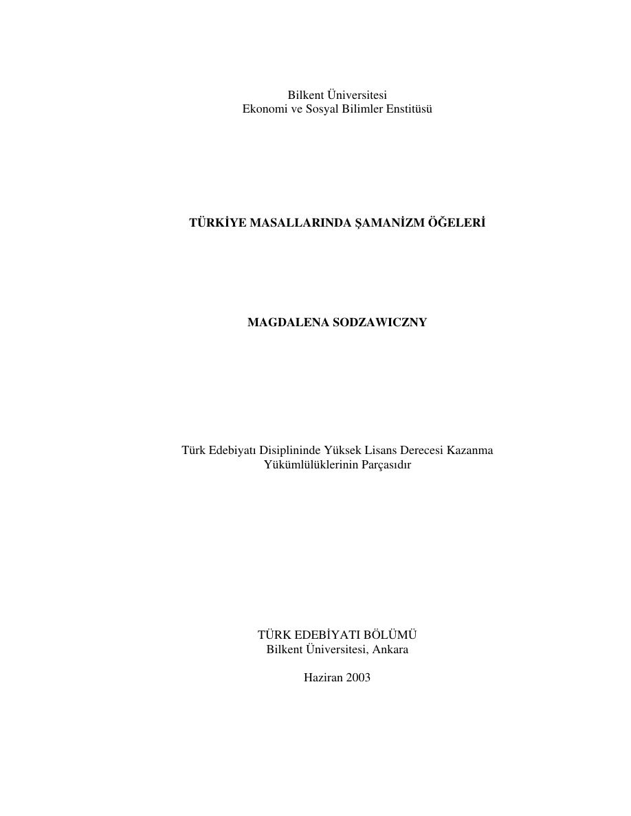 Türkiye Masallarında Şamanizm Ögeleri PDF – Magdalena Sodzawiczny