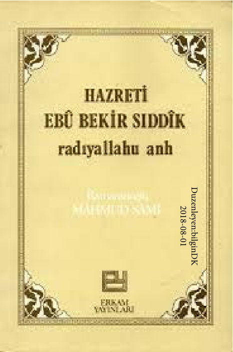 Hazreti Ebu Bekir Siddik PDF – Mahmut Sami Ramazanoğlu