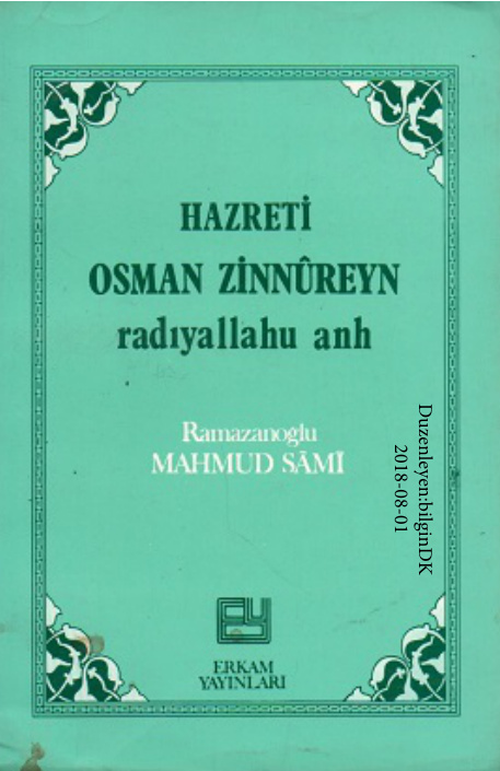 Hz. Osman Zinnureyn PDF – Mahmut Sami Ramazanoğlu