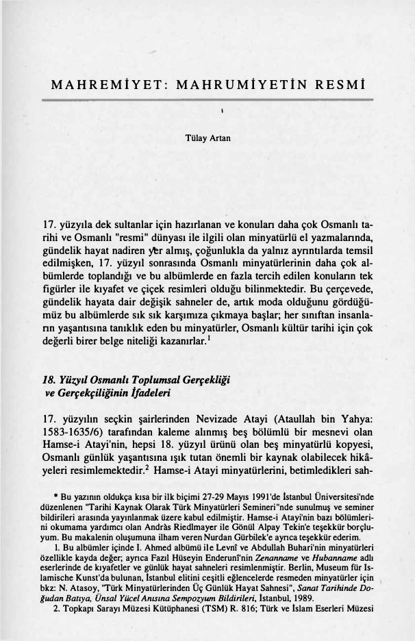 Mahremiyet Mahrumiyetin Resmi PDF – Tülay Artan