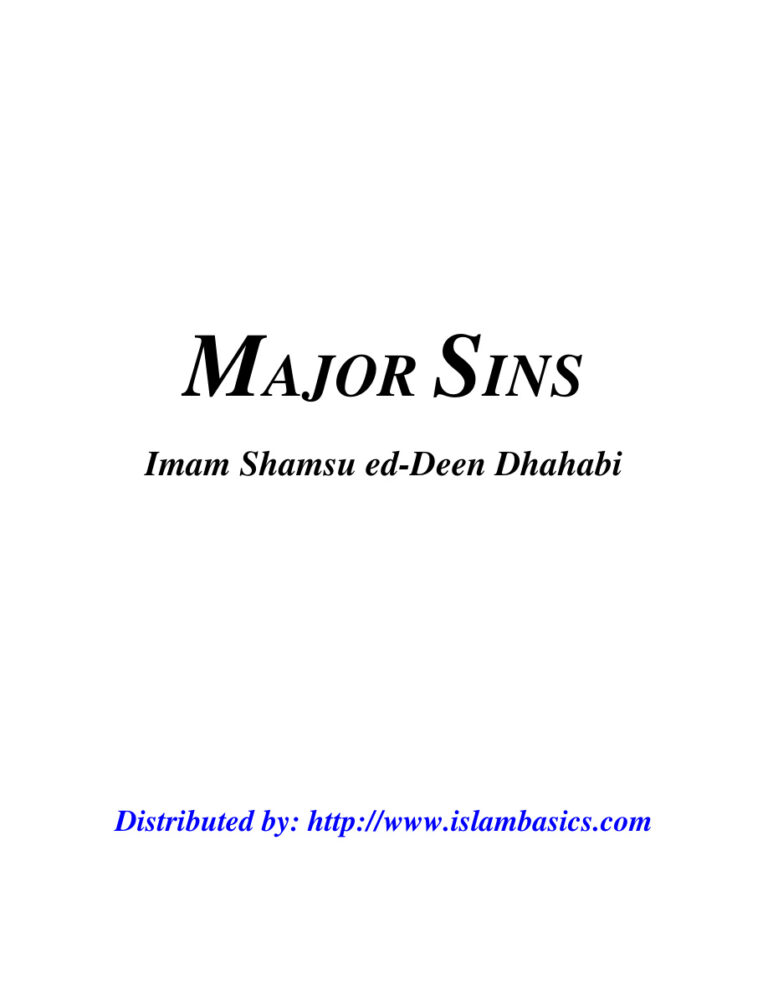 Major Sins (Al-Kabair) PDF - Imam Adh-Dhahabi 1 Major Sins Kitap Kapağı
