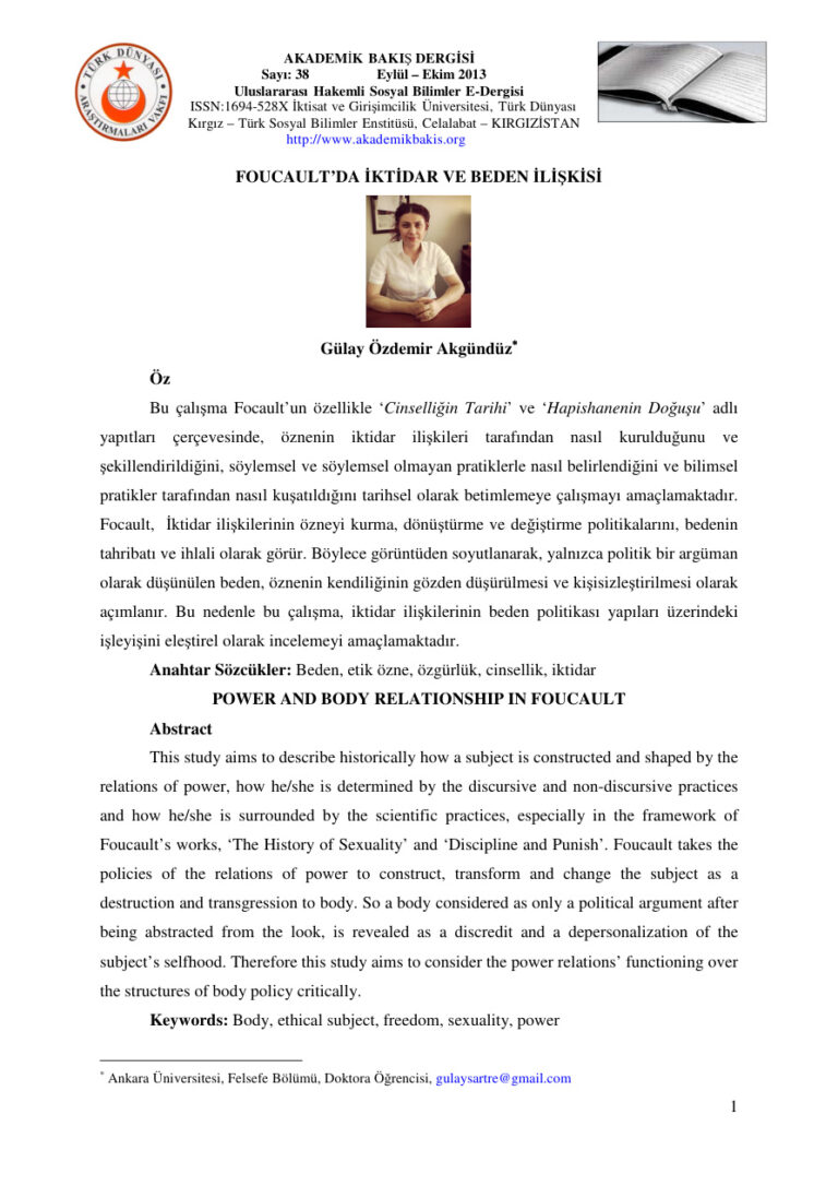 Makale Foucault'da Iktidar ve Beden Ilişkisi Kitap Kapağı