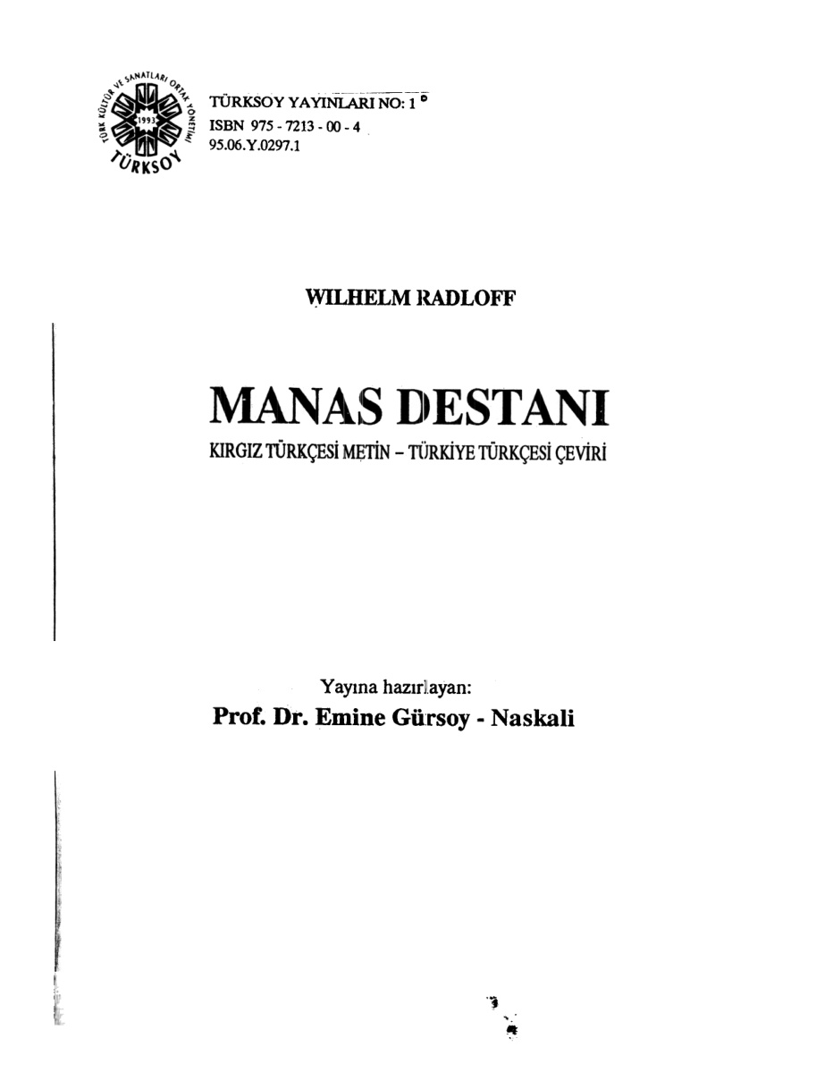 Manas Destanı 1 PDF – Wilhelm Radloff (Çeviri)