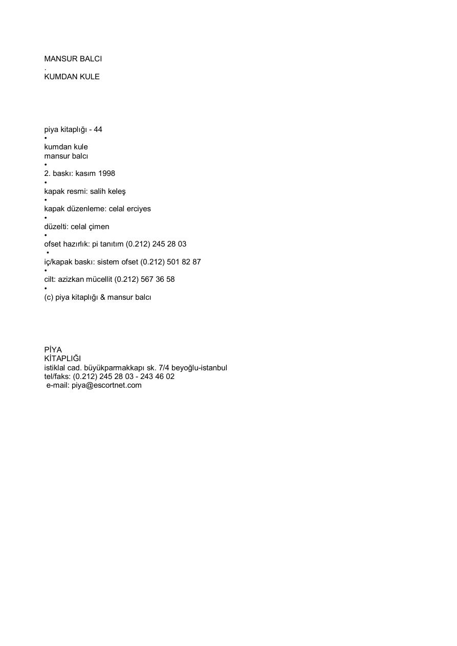 Kumdan Kale PDF – Mansur Balcı