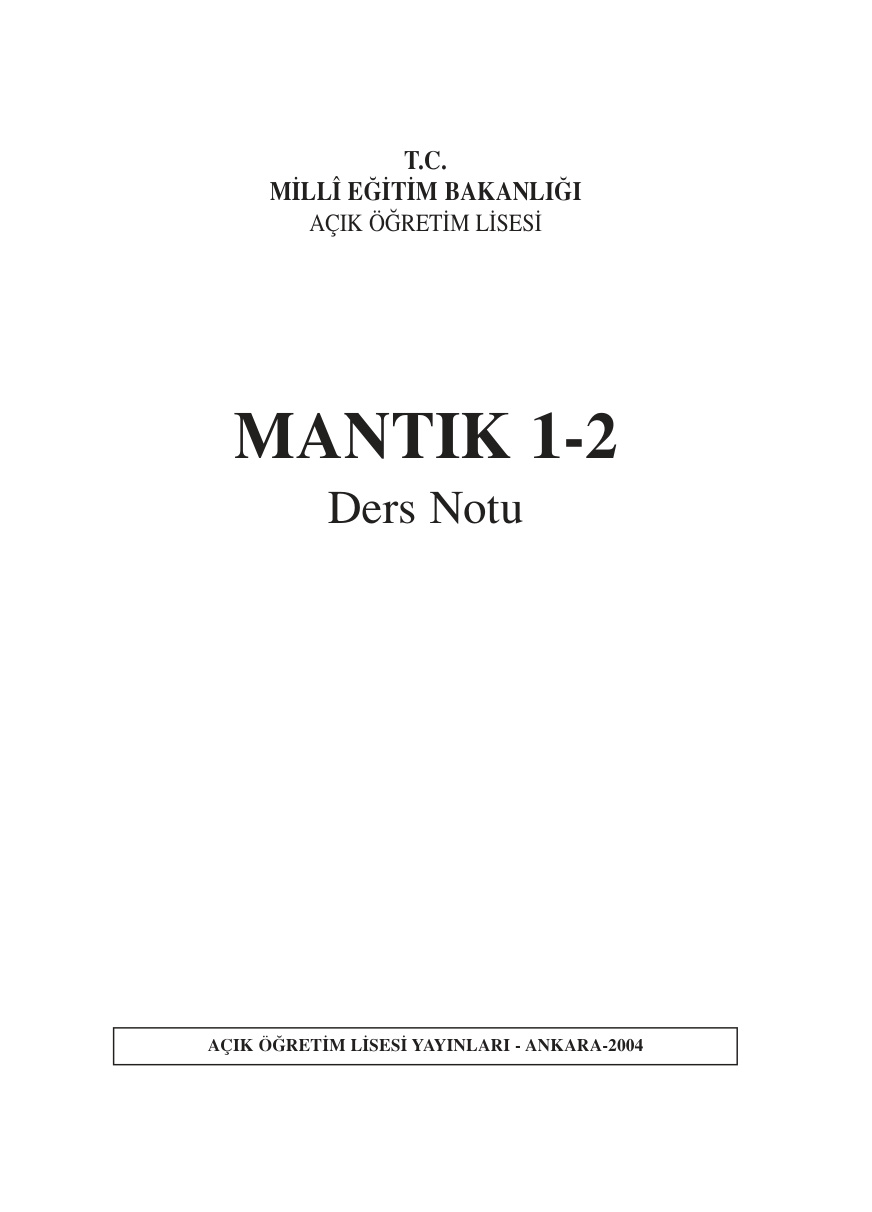 Mantık PDF – Doğan Özlem