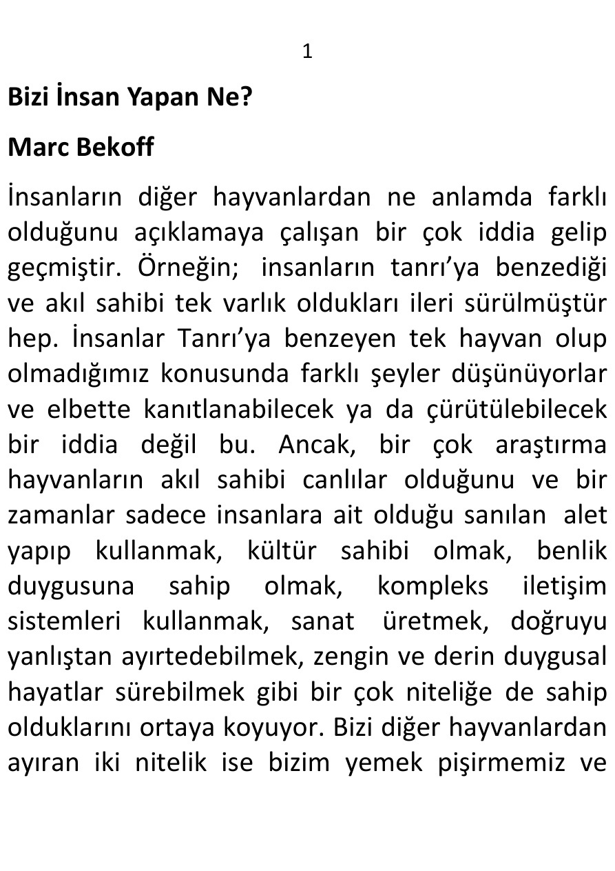 Bizi İnsan Yapan Ne PDF – Marc Bekoff
