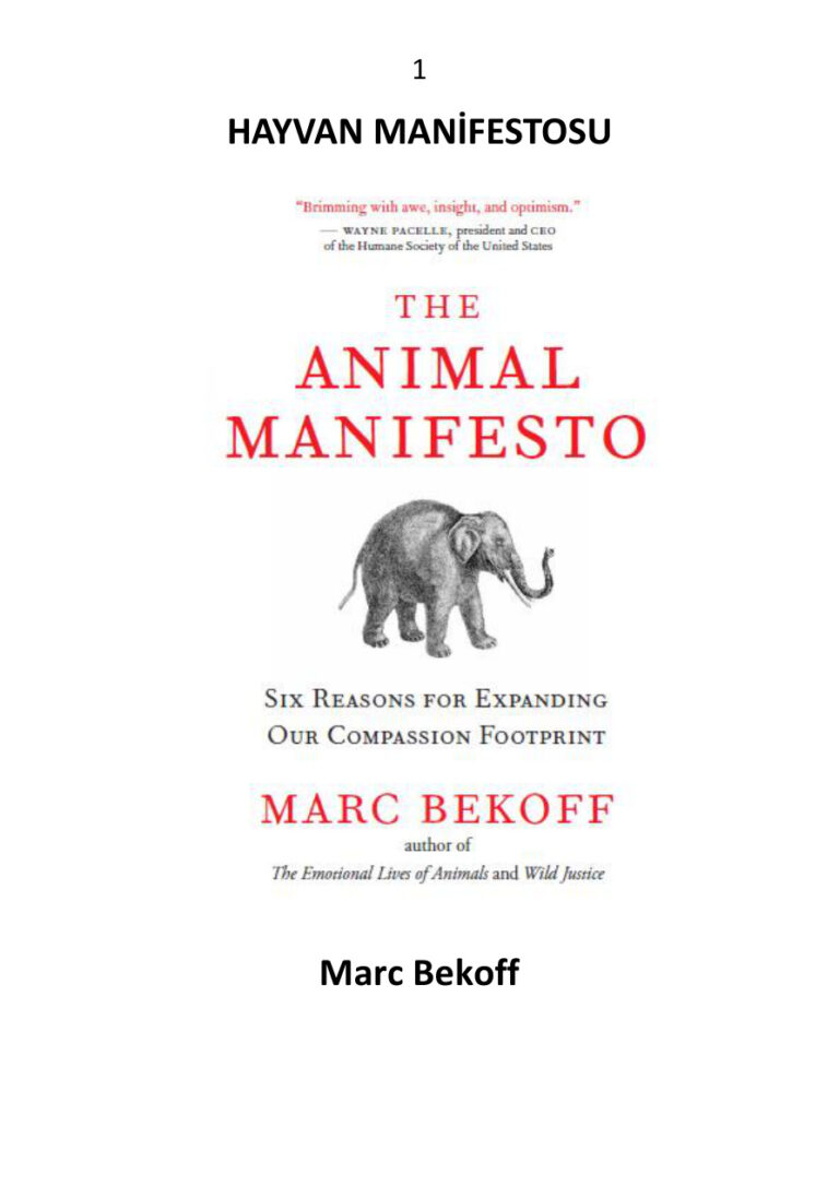 Marc Bekoff Hayvan Manifestosu Kitap Kapağı