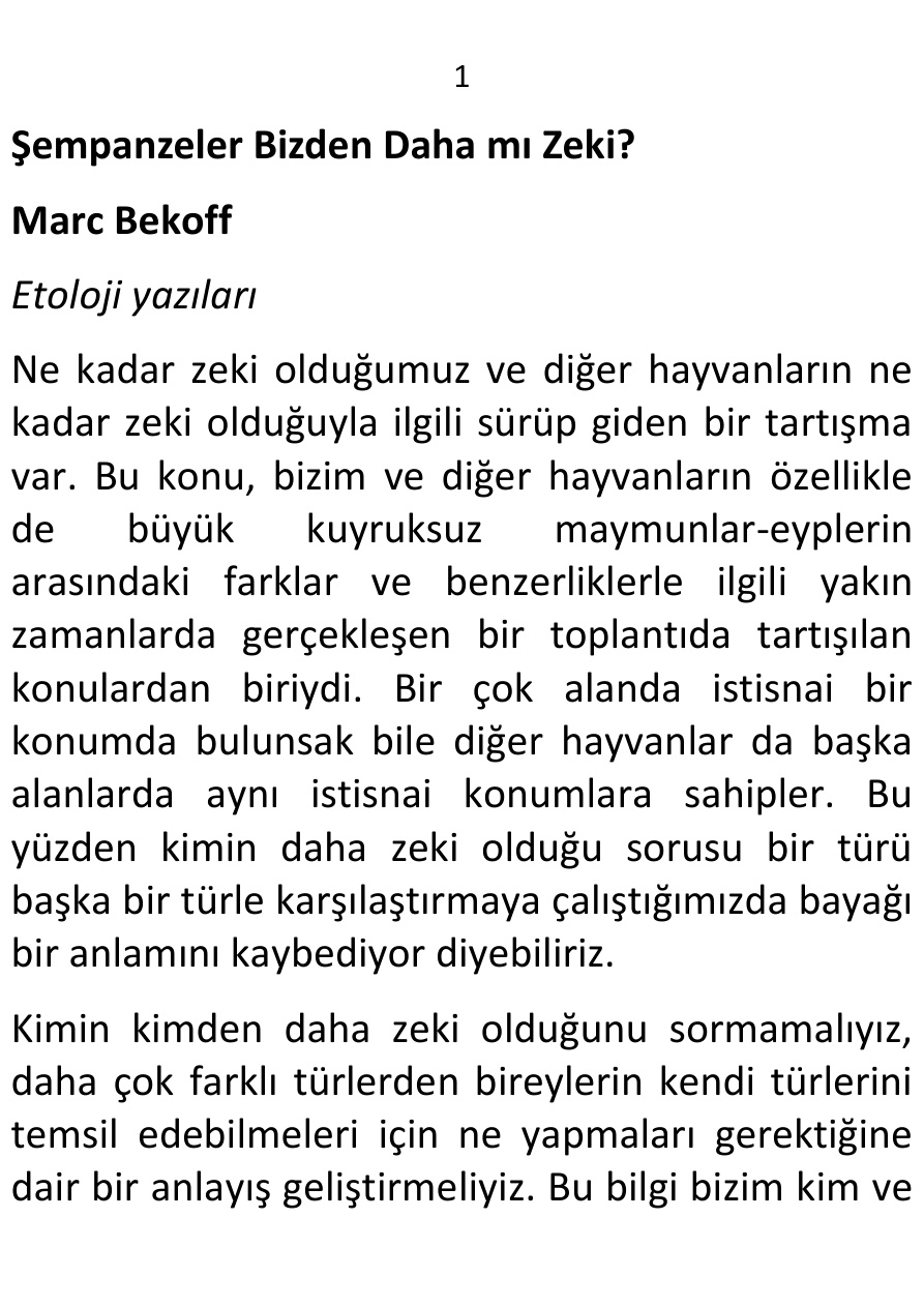Şempanzeler Bizden Daha mı Zeki PDF – Marc Bekoff