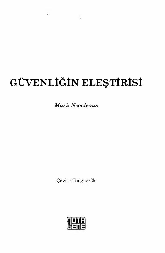 Güvenliğin Eleştirisi PDF – Mark Neocleous