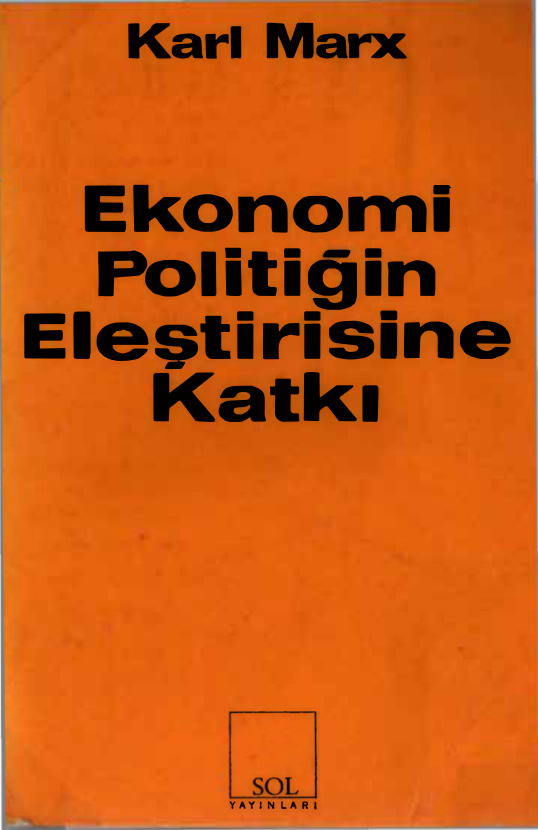 Ekonomi Politiğin Eleştirisine Katkı PDF – Karl Marx