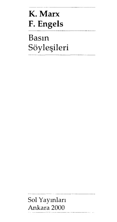 Basın Söyleşileri PDF – Karl Marx & Friedrich Engels