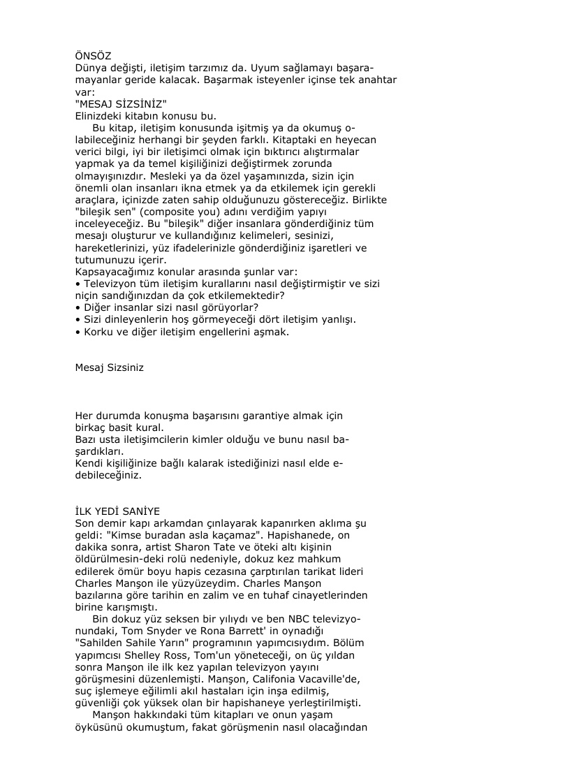 Mesaj Sizsiniz PDF – Marlo Morgan
