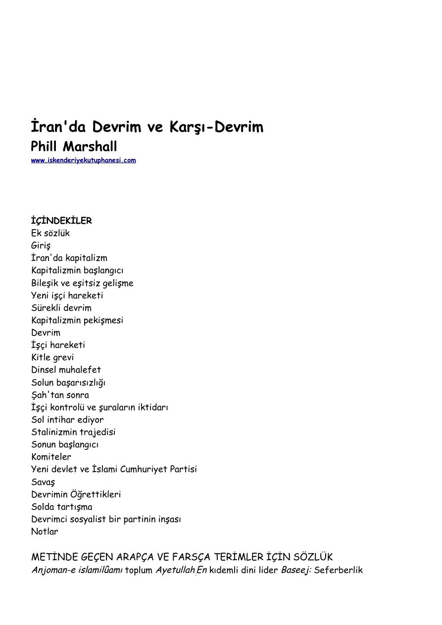 İran’da Devrim ve Karşı-Devrim PDF – Phil Marshall