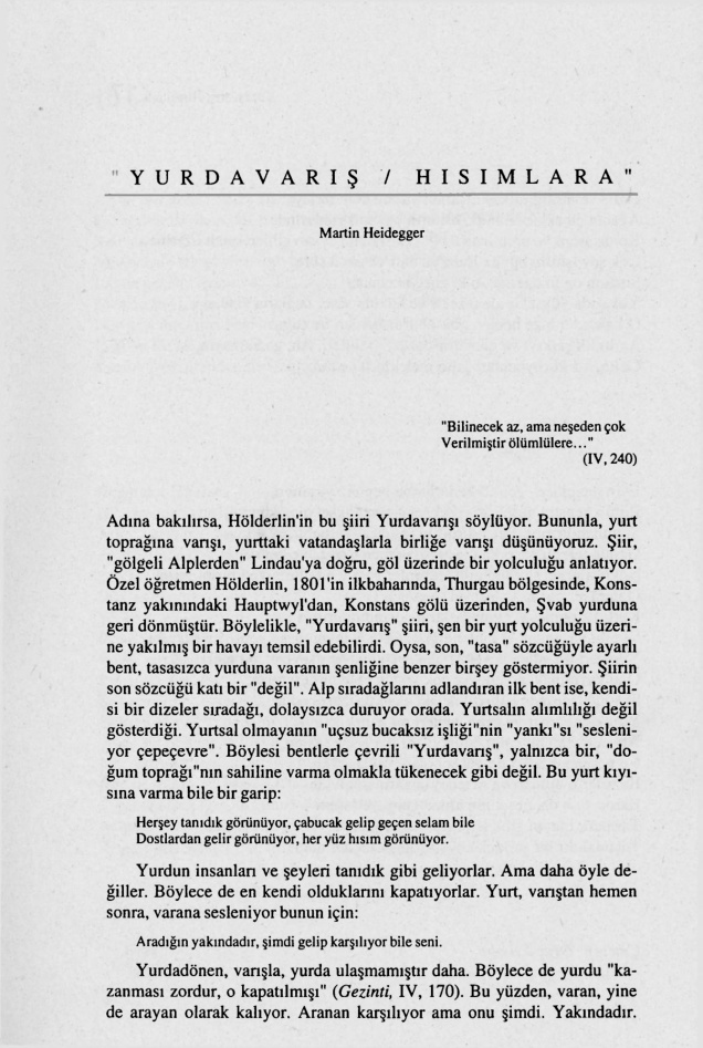 ‘Yurdavarış, Hısımlara’ PDF – Martin Heidegger