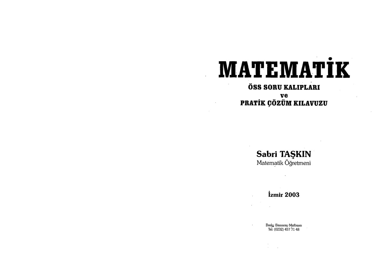 Matematik Soru Kalıpları PDF – Kolektif