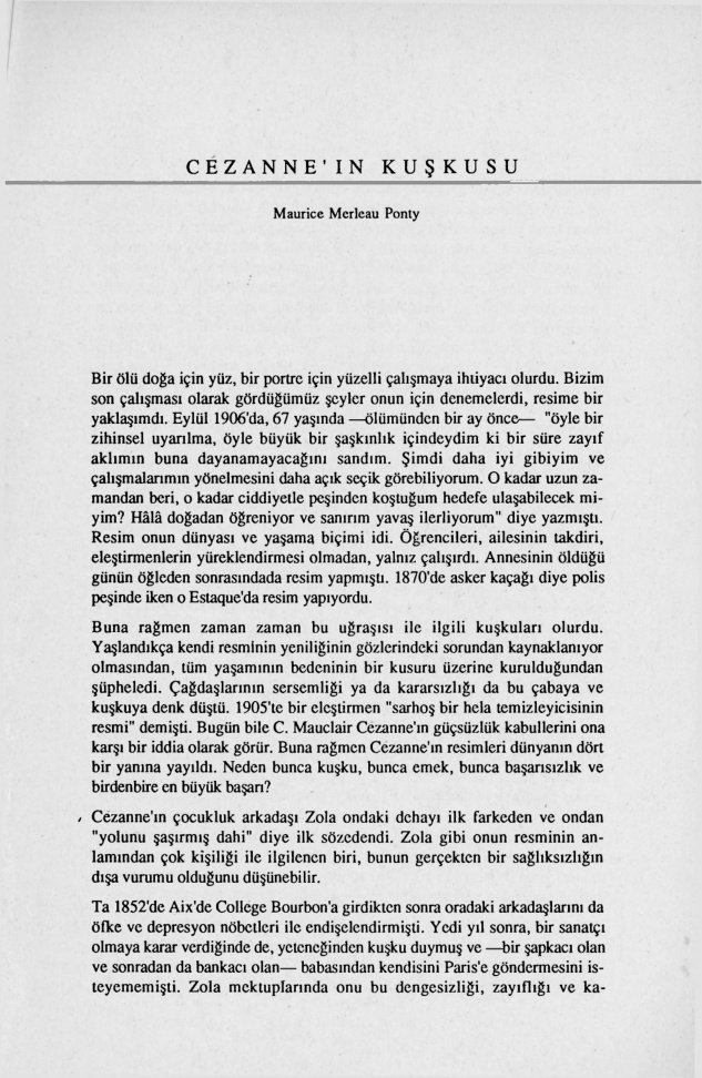 Cezanne’ın Kuşkusu PDF – Maurice Merleau Ponty