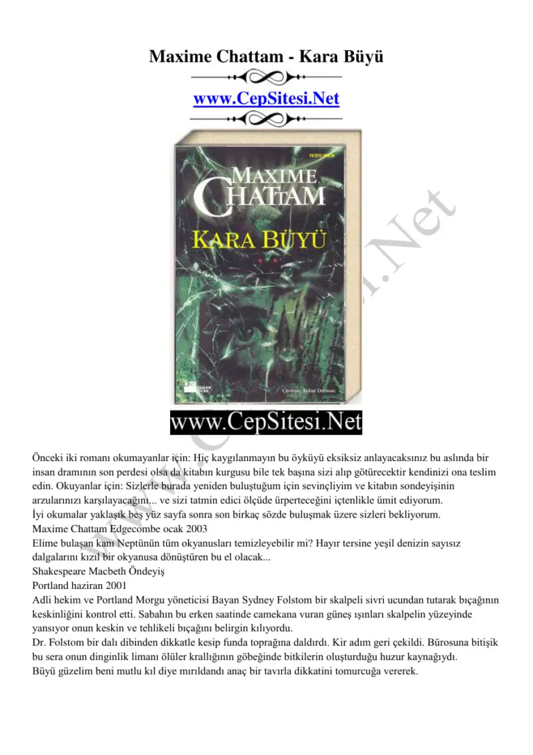 Maxime Chattam Kara Büyü La Trilogie du mal Joshua Brolin 3 aki Kitap Kapağı