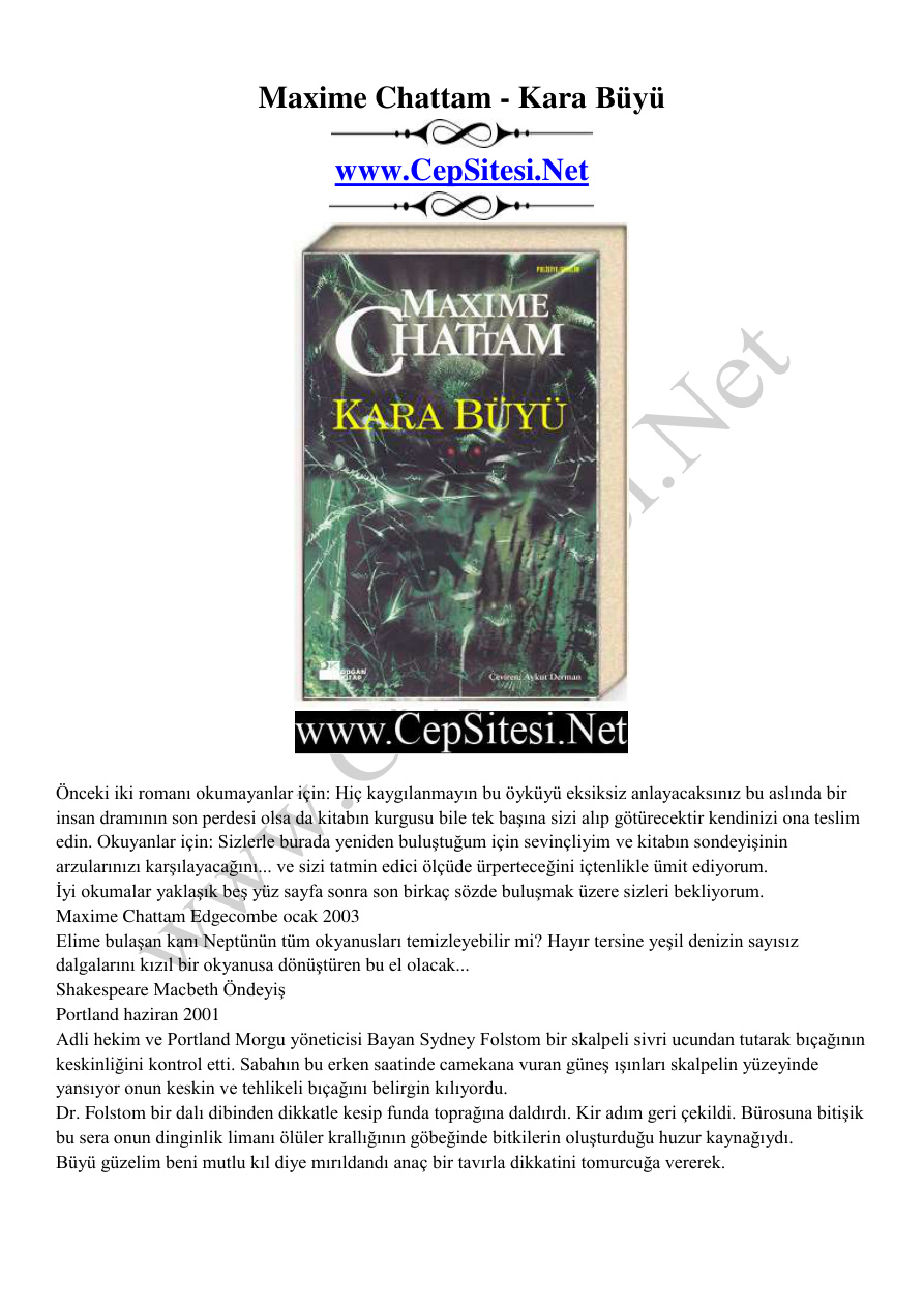 Kara Büyü PDF – Maxime Chattam