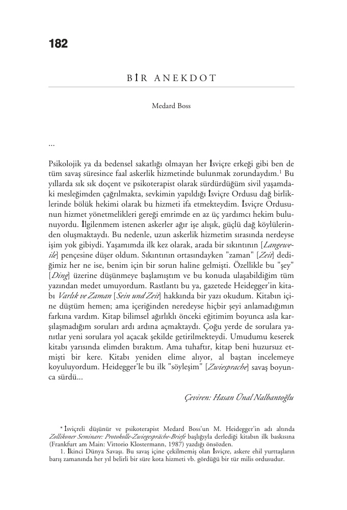 Bir Anekdot PDF – Medard Boss