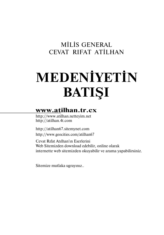 Medeniyetin Batısı PDF – Cevat Rıfat Atılhan