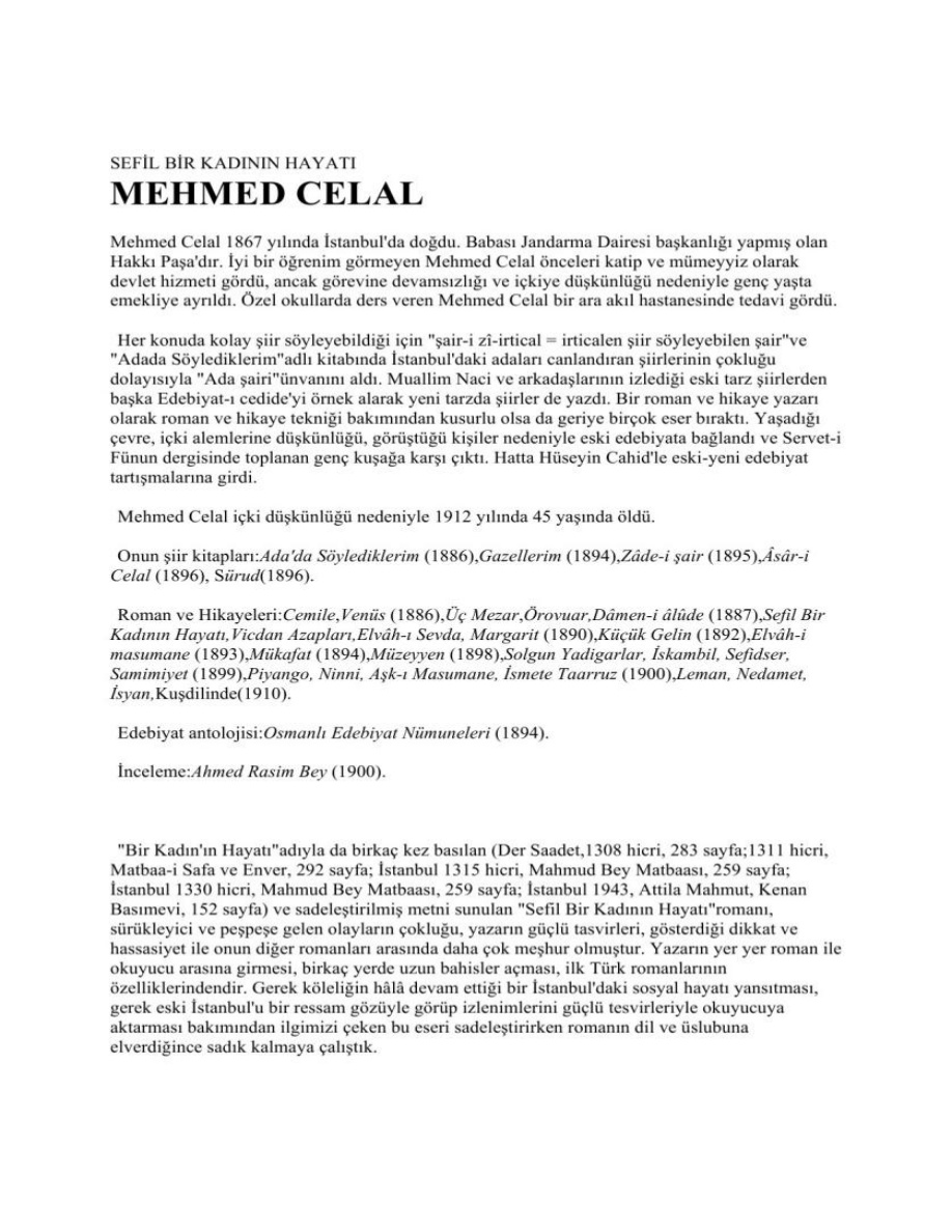 Bir Kadının Hayatı PDF – Mehmed Celal