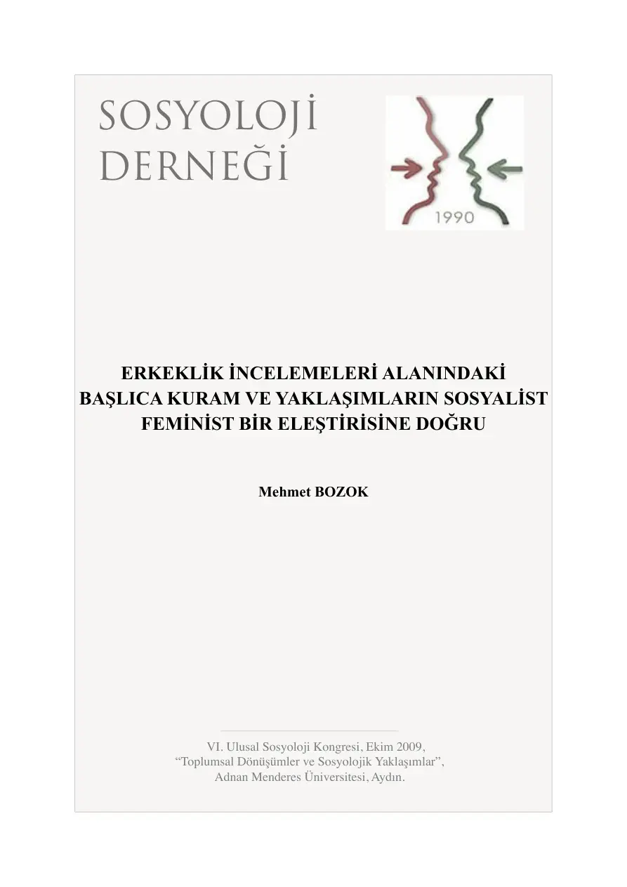 Erkeklik İncelemeleri Eleştirisi PDF – Mehmet Bozok