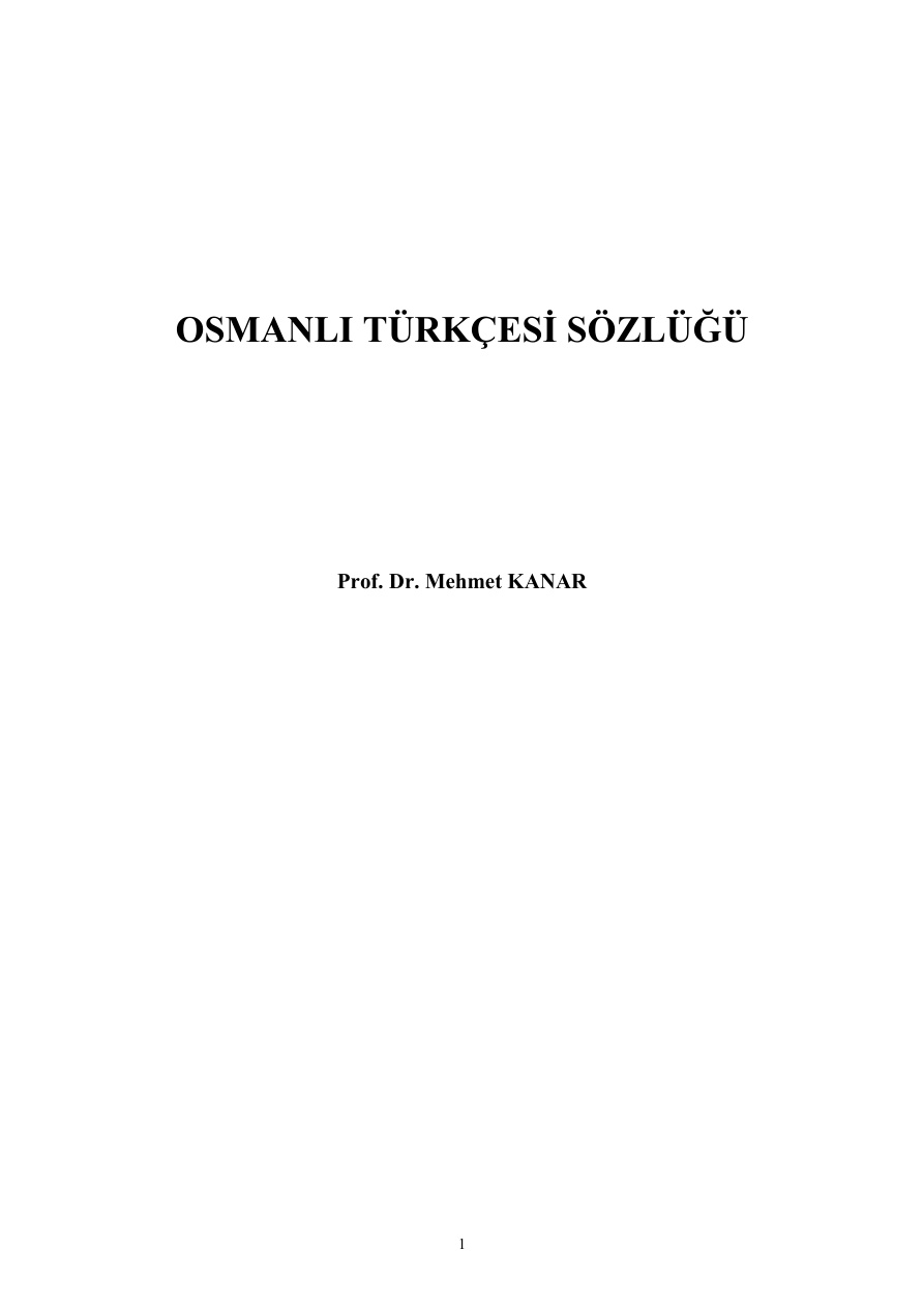 Osmanlıca Sözlük PDF – Mehmet Kanar