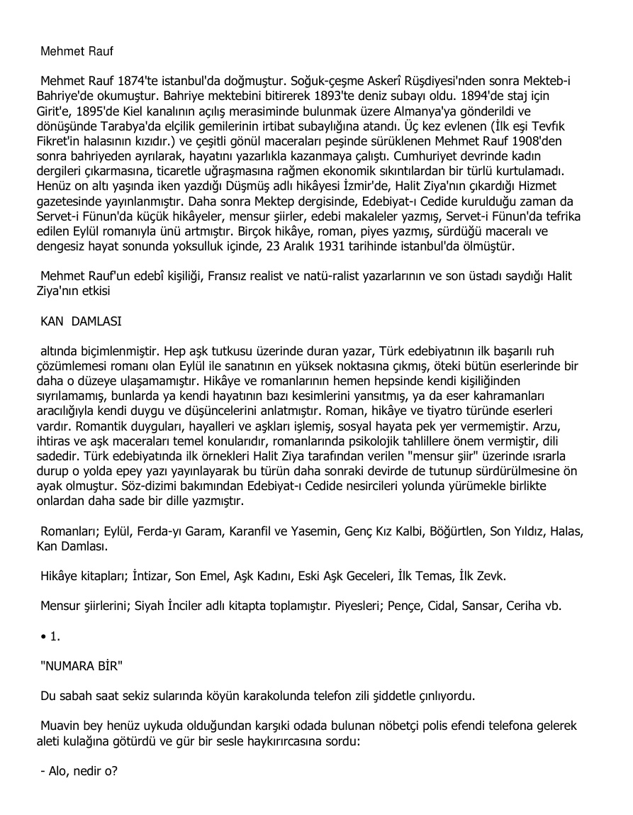 Kan Damlasi PDF – Mehmed Rauf