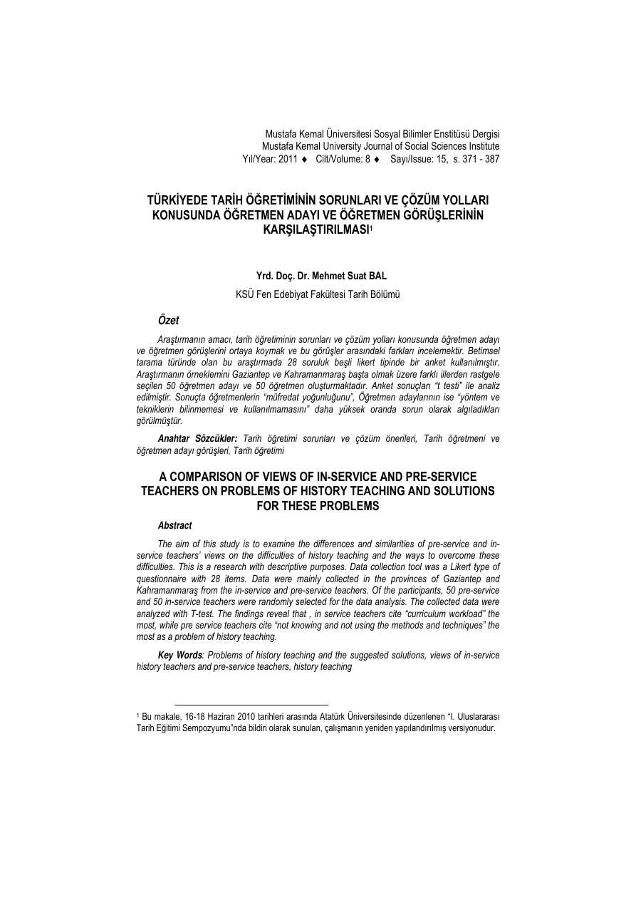 Tarih Öğretimi PDF – Mehmet Suat Bal