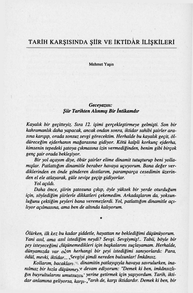 Tarih Karşısında Şiir ve İktidar İlişkileri PDF – Mehmet Yaşın