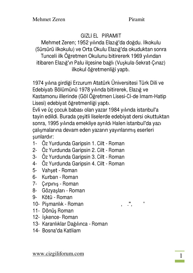 Piramit PDF – Mehmet Zeren