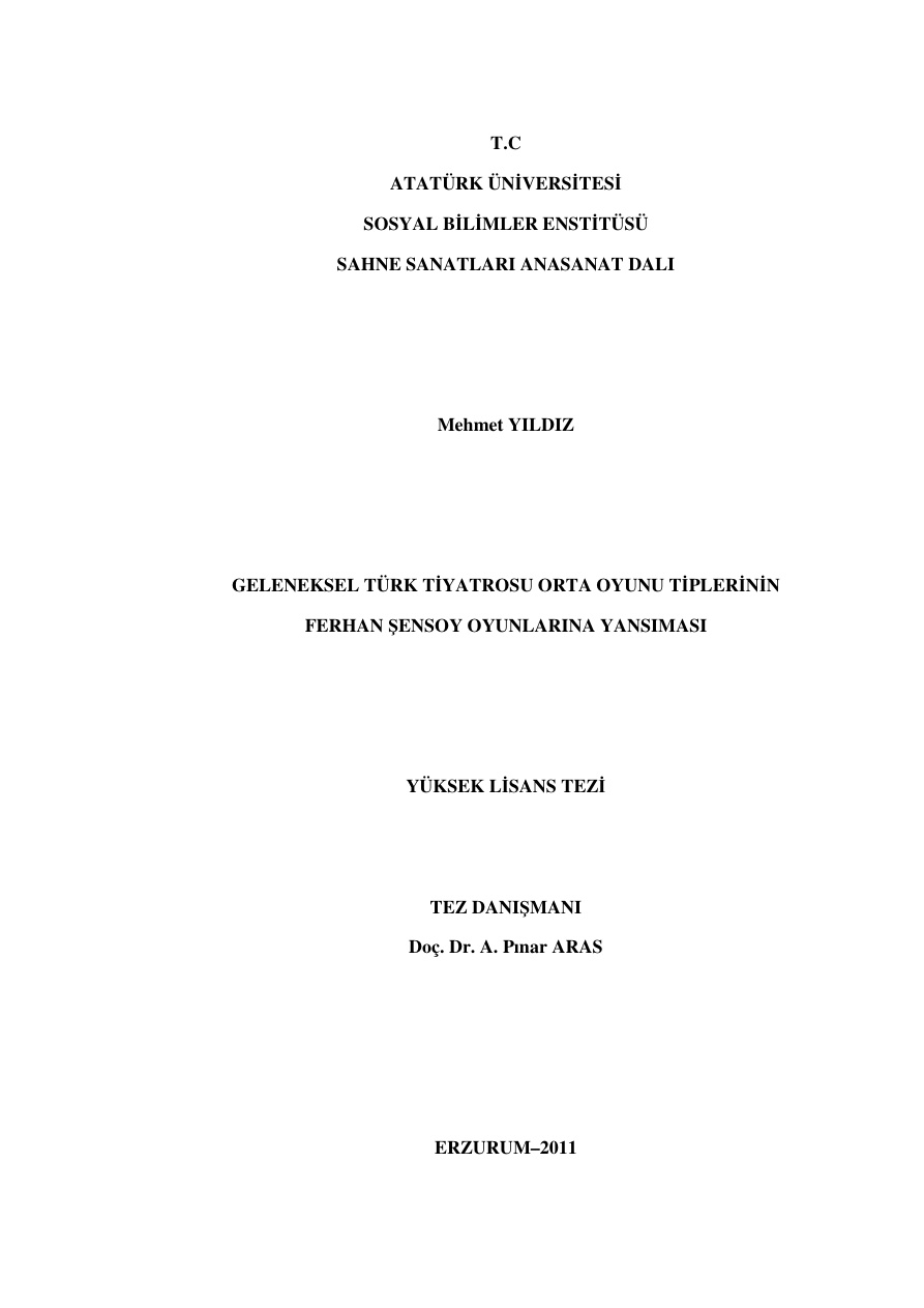 Geleneksel Türk Tiyatrosu Orta Oyunu Tiplerinin Ferhan PDF – Mehmet Yıldız