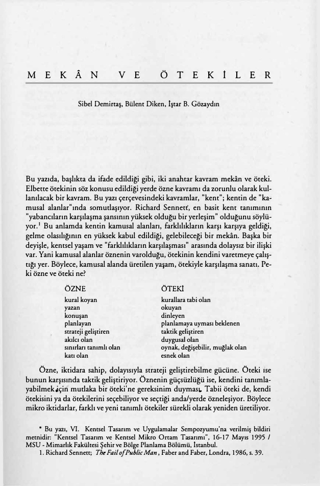 Mekân ve Ötekiler PDF – S. Demirtaş, B. Diken, I. B. Gözaydın