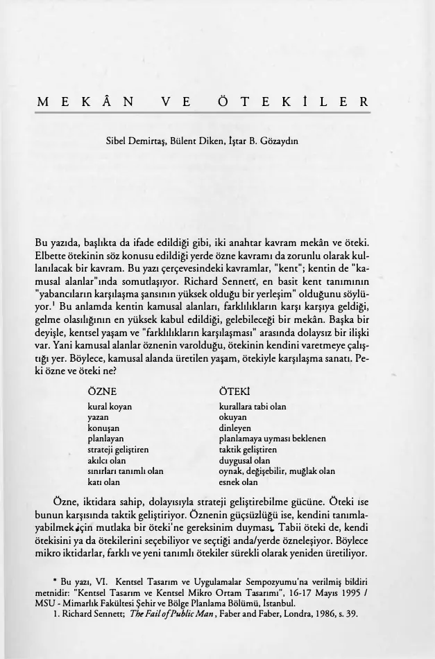 Mekân ve Ötekiler PDF – S. Demirtaş, B. Diken, I. B. Gözaydın