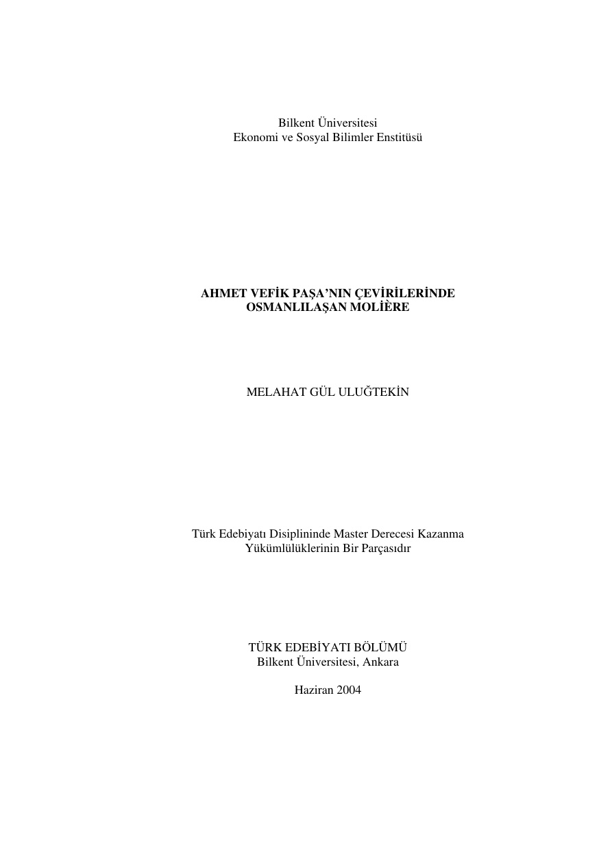 Ahmet Vefik Paşa’nın Çevirilerinde Osmanlılaşan Moliere PDF – Melahat Gül Uluğtekin