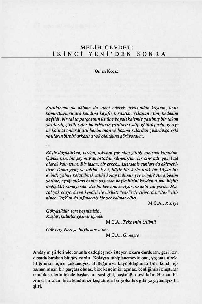 Melih Cevdet Ikinci Yeni’den Sonra PDF – Orhan Koçak