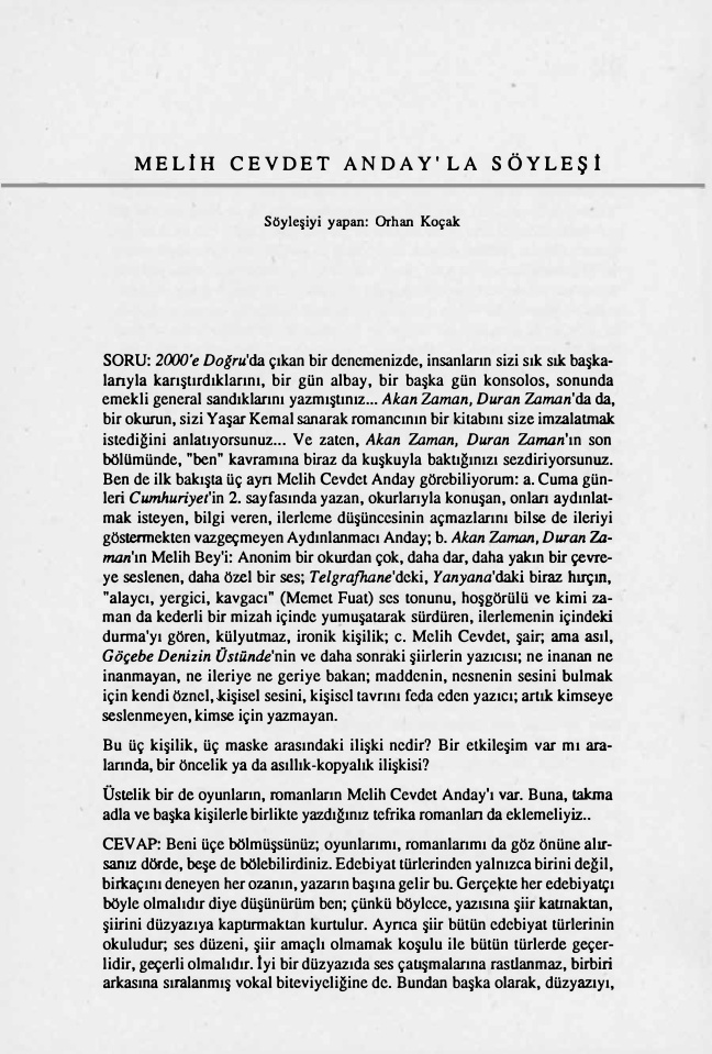 Melih Cevdet’le Söyleşi PDF – Melih Cevdet Anday (Haz. Orhan Koçak)