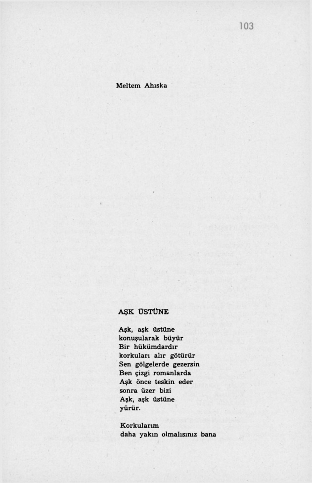 Aşk Üstüne, Tartışma PDF – Meltem Ahıska