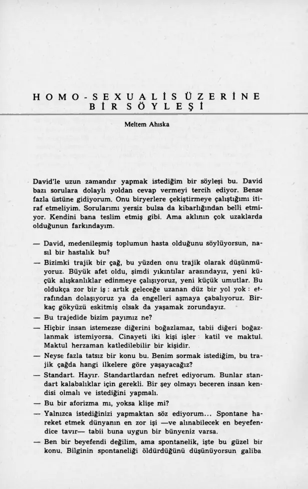 Homo-Sexualis Üzerine Bir Söyleşi PDF – Meltem Ahıska