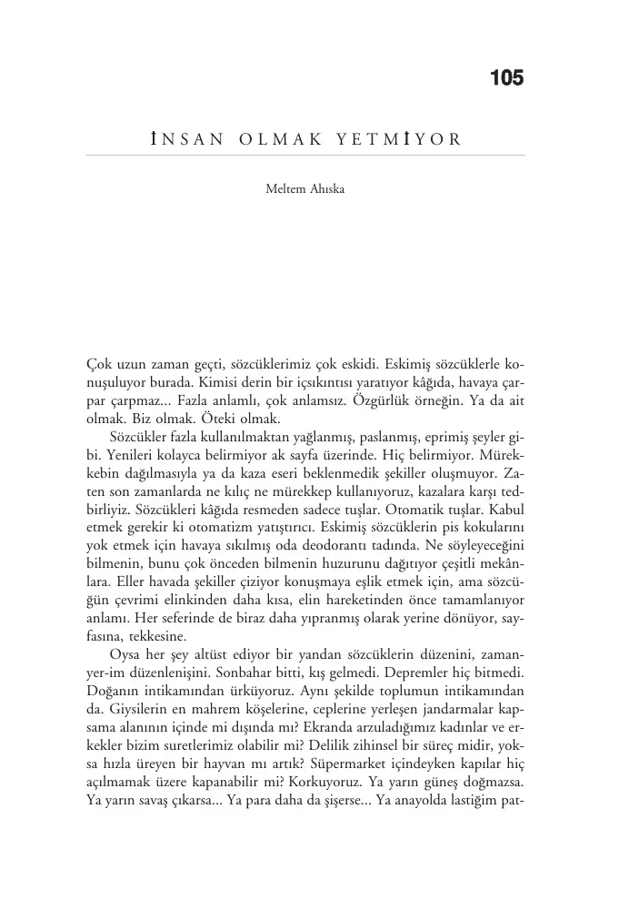 İnsan Olmak Yetmiyor PDF – Meltem Ahıska