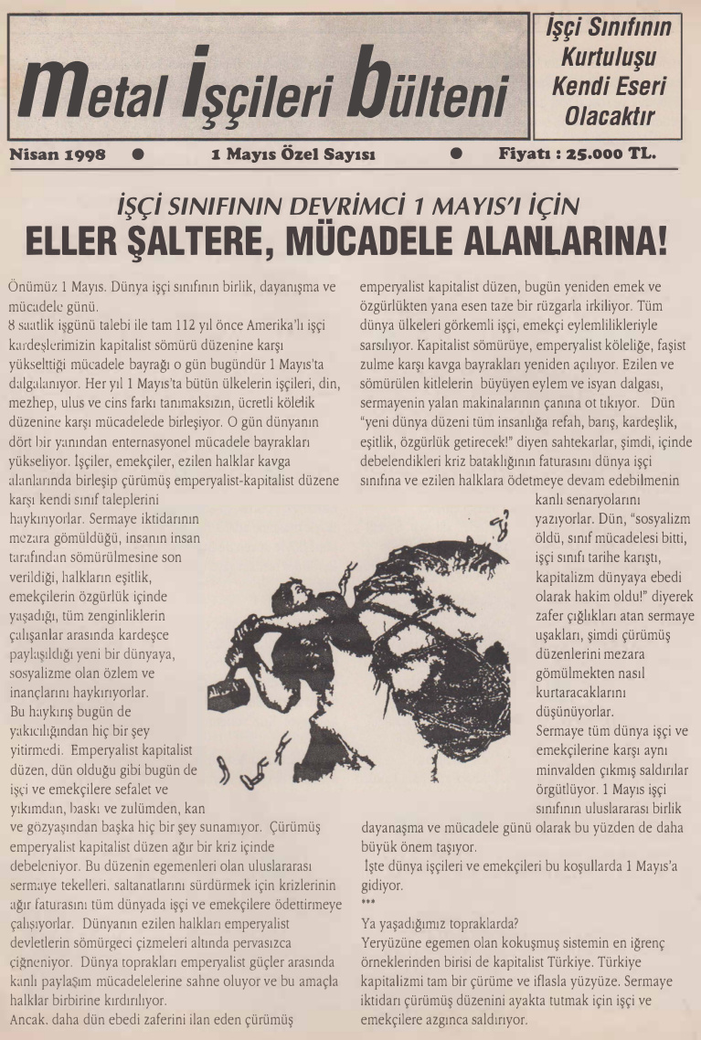Metal İşçileri Bülteni 1 Mayıs Özel Sayısı Nisan 1998 PDF – Kolektif