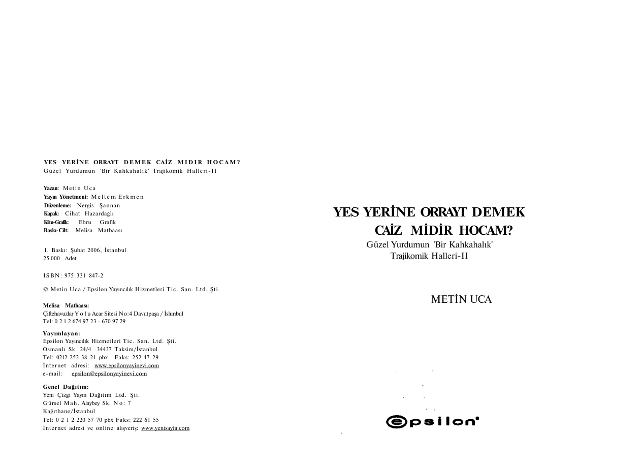 Yes Yerine Orrayt PDF – Metin Uca