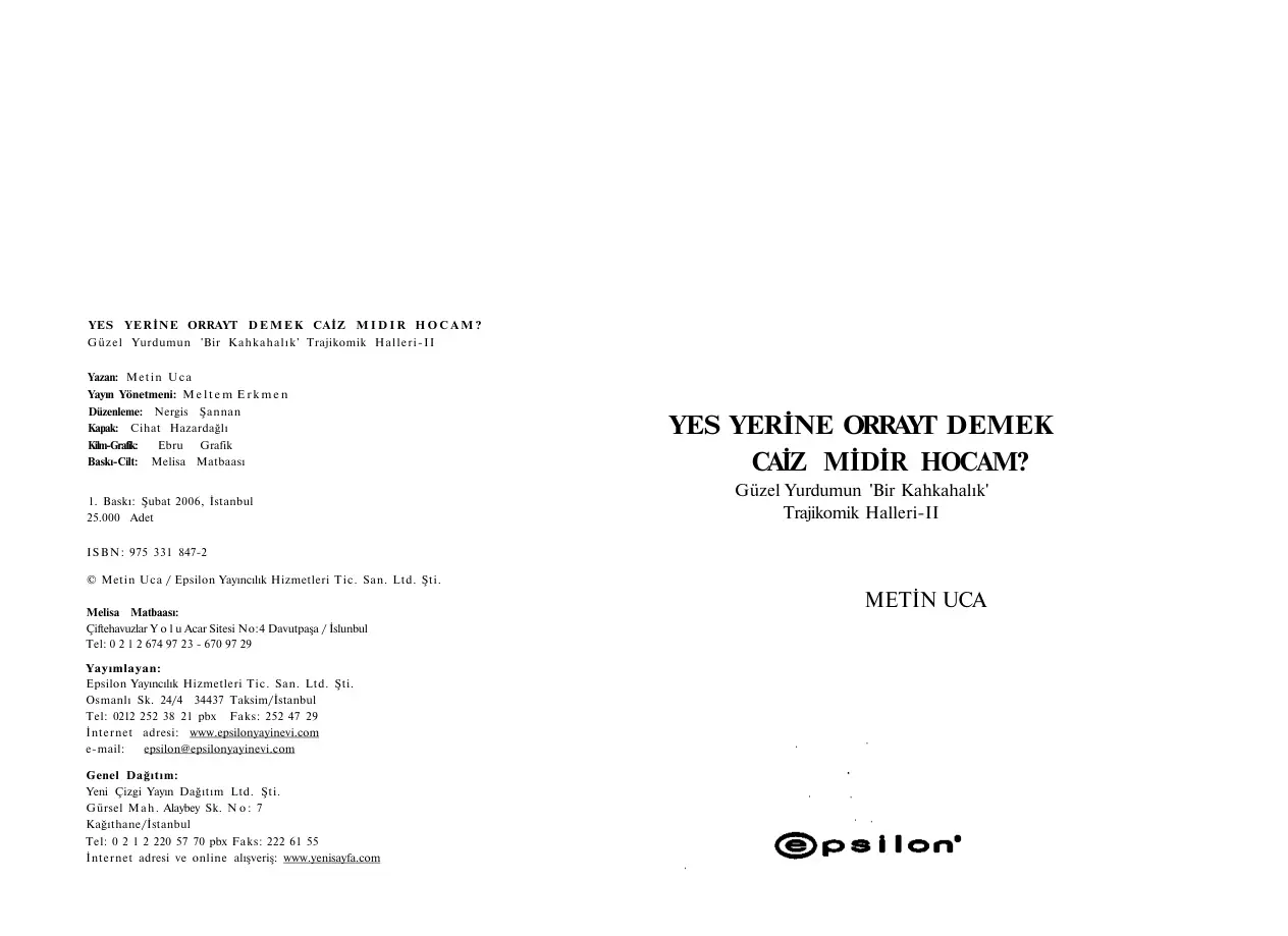 Yes Yerine Orrayt PDF – Metin Uca