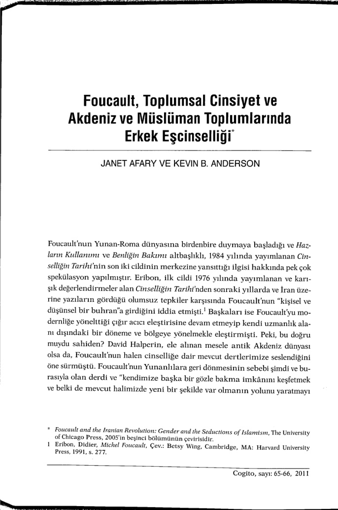 Toplumsal Cinsiyet PDF – Michel Foucault