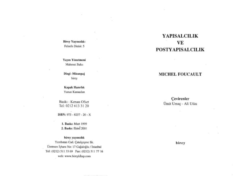 Michel Foucault Yapısalcılık ve Postyapısalcılık Kitap Kapağı