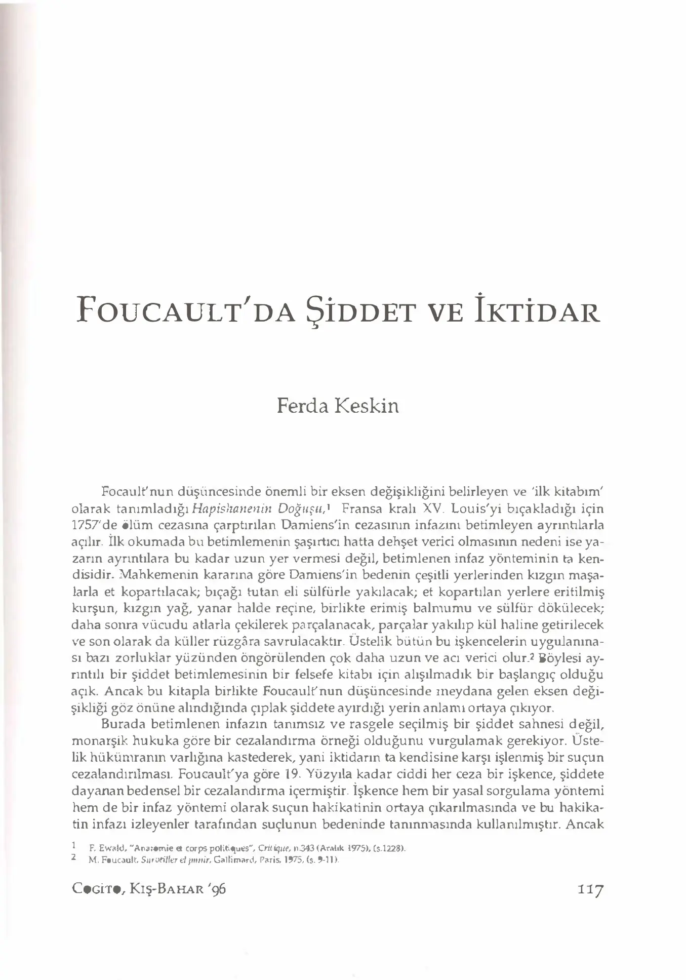 Michel Foucault’da Şiddet ve İktidar PDF – Michel Foucault