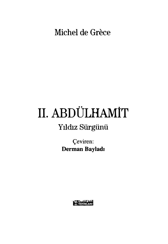 II. Abdülhamit Yıldız Sürgünü PDF – Michel de Grece
