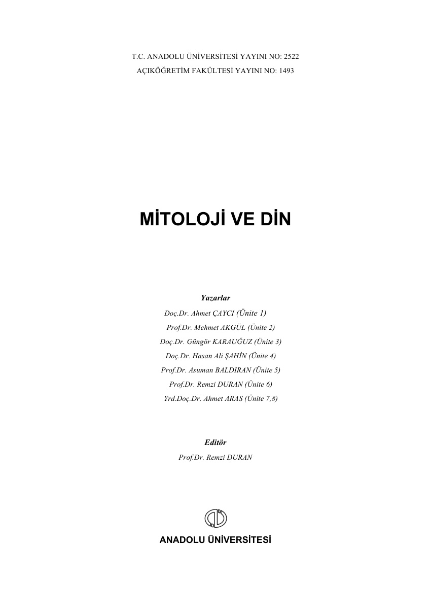 Mitoloji ve Din PDF – Kolektif